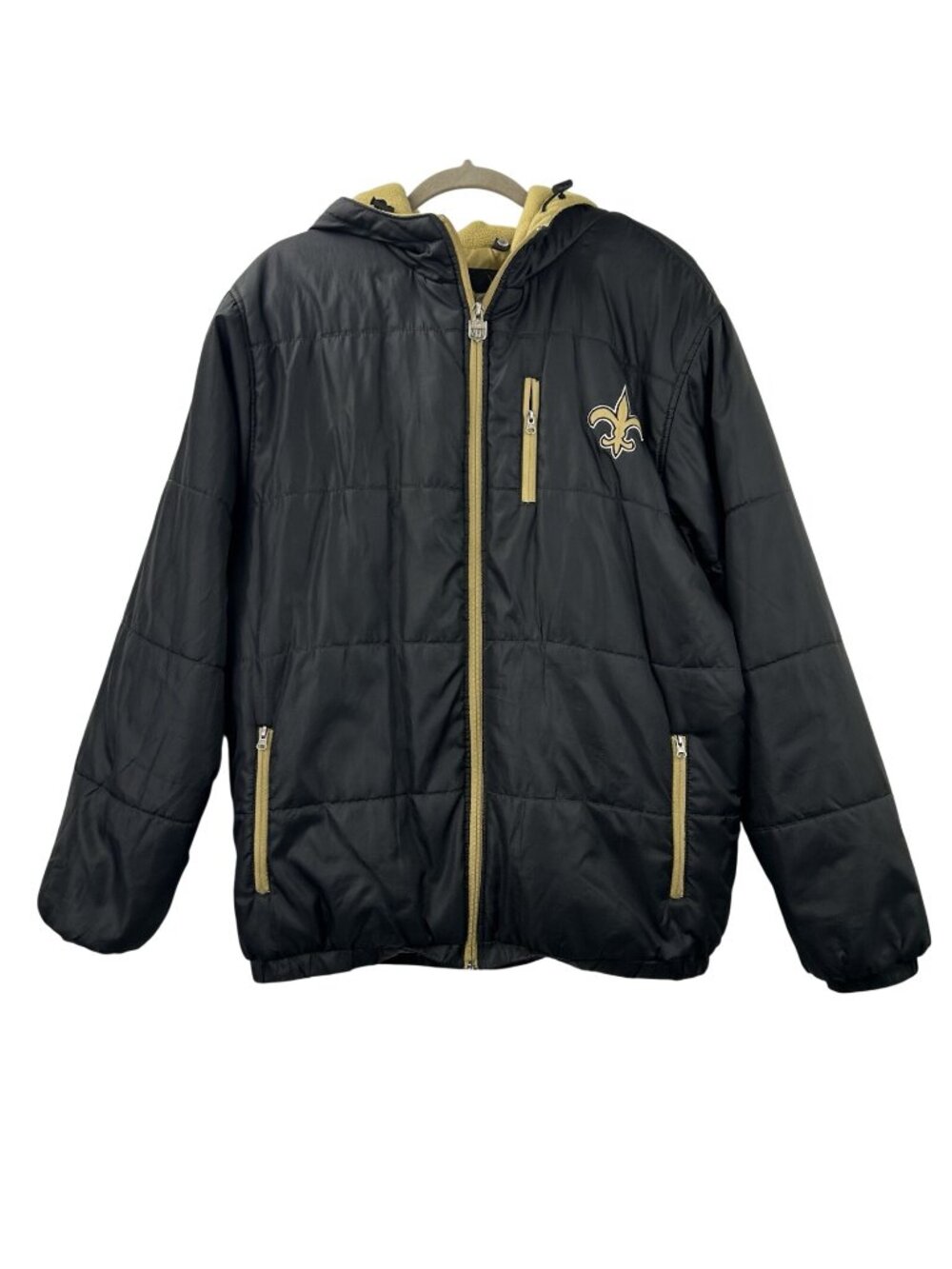 NFL Pro Line New Orlean Saints Mens Medium Hooded Full Zip Lined Puffer Jacket